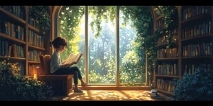 窗下读书剪影