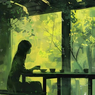 望着窗外的女生