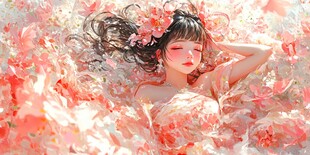 唯美花下少女