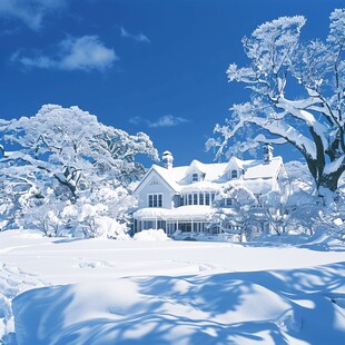 欧式别墅雪景