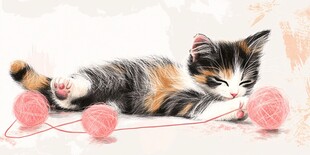 手绘小猫插画插图