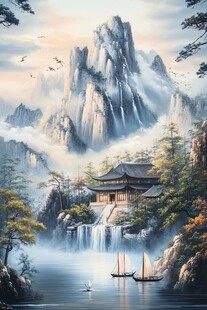 禅意油画山水