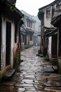 雨后的石板街