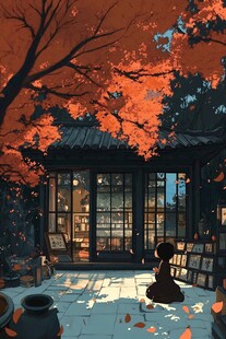 秋天治愈插画