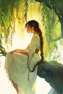 唯美意境少女插画