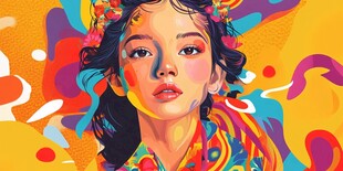 潮流插画美女人物插画