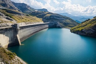 雄伟的水库堤坝