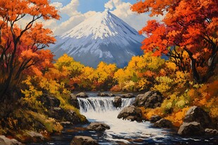 美丽山水风景绘画风景