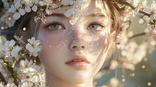 唯美花下少女