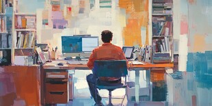 图书馆正在看书的男人