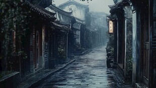 雨中古街