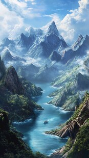 壮美河山风景画