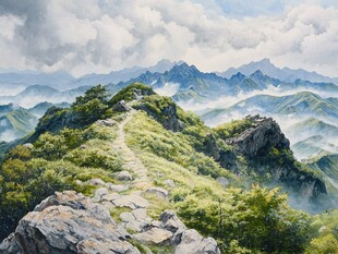 伏牛山主峰油画