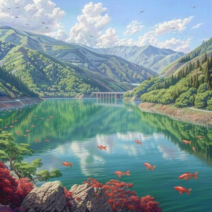 美丽山水风景绘画风景