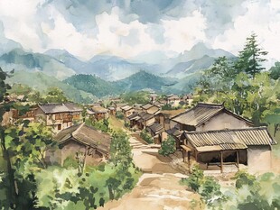 山村插画