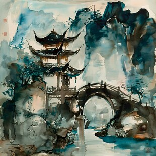古亭水彩画