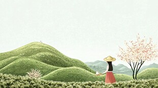 采茶女采茶季插画