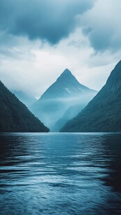 蓝调山水风景