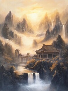 禅意油画山水