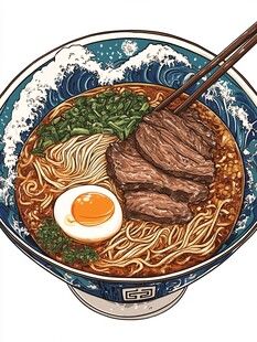 牛肉面插画