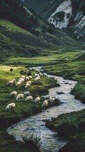 山沟沟壑里的羊群