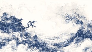 古风海浪包装插画