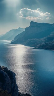 蓝调山水风景