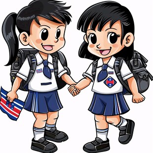 背书包的小姐妹