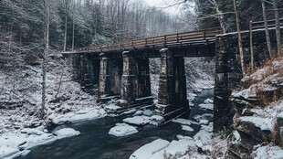 风桥雪景