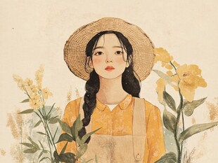 青春风少女插画