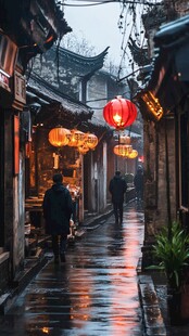 雨中古街