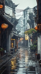 雨中古街