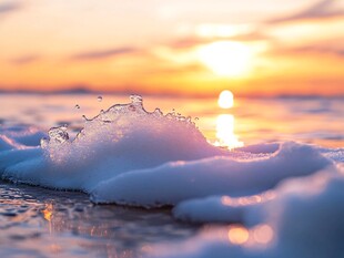 海边夕阳落日风景冰凌