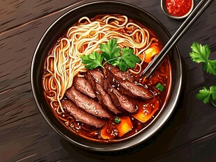 牛肉面插画