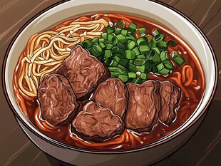 牛肉面插画