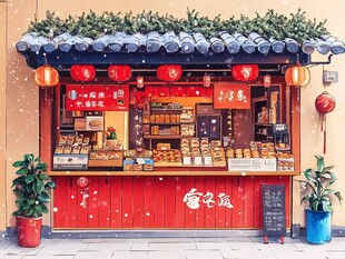 年糕店插画