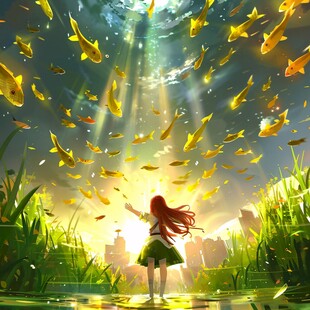 春之风影治愈系小插画