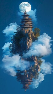 3d云海悬浮小岛