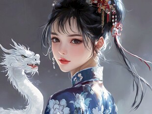 古风美女头像插画封面