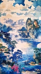 迎客松油画