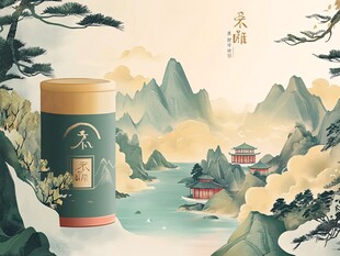 茶叶罐包装插画