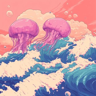 水母海洋插画