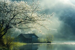 桃花源春季春景意境