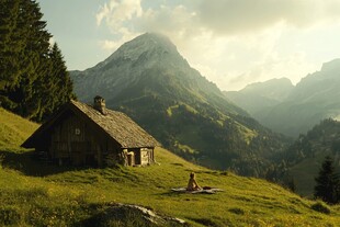 森林小屋高山草场