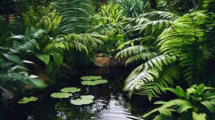 池塘边蕨类植物