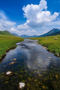 独库那拉提草原溪流