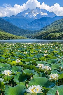 湖泊莲花美景