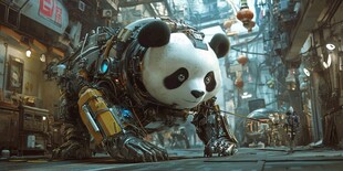 街头酷帅熊猫卡通