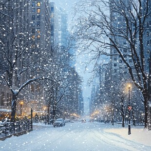 雪花雪景城市