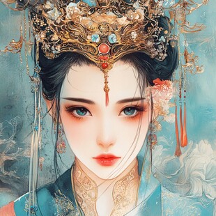 古风美女头像插画封面